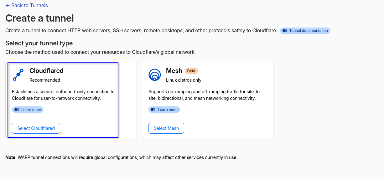 Elegir cloudflared
